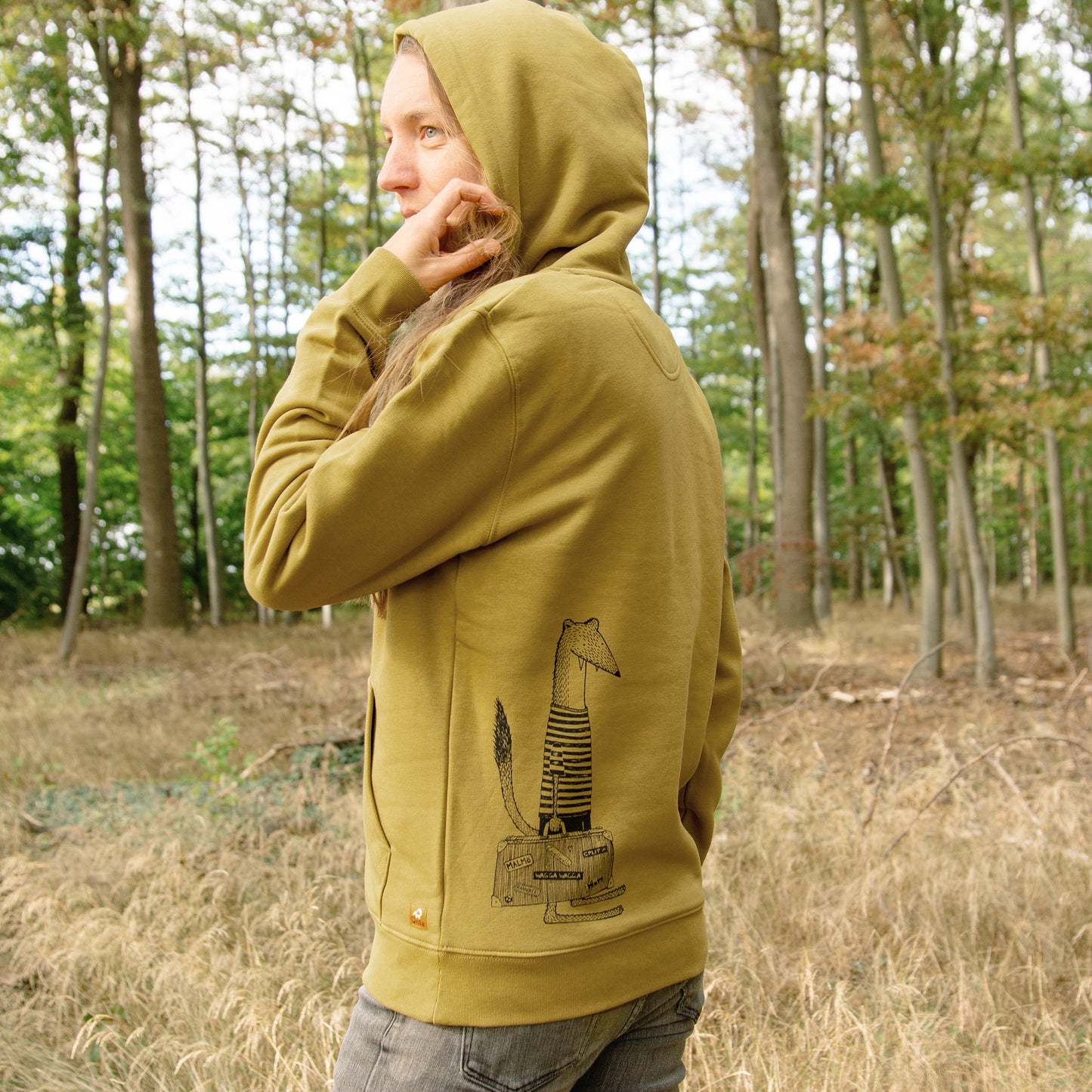 Reisewiesel Hoodie unisex in olive oil XS, S