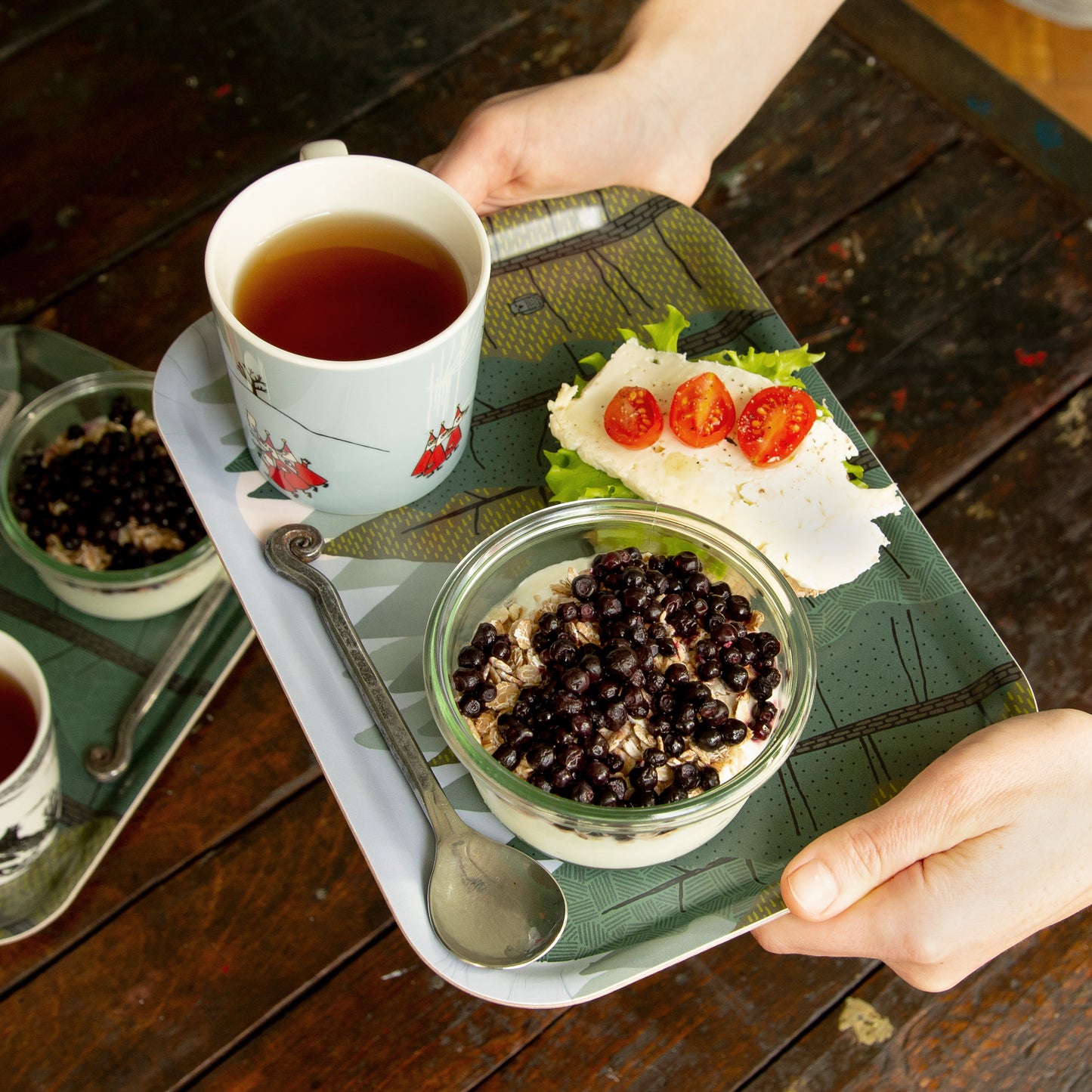 Waldboden & Baumwipfel, 2er Set kleine Tabletts 27x20cm