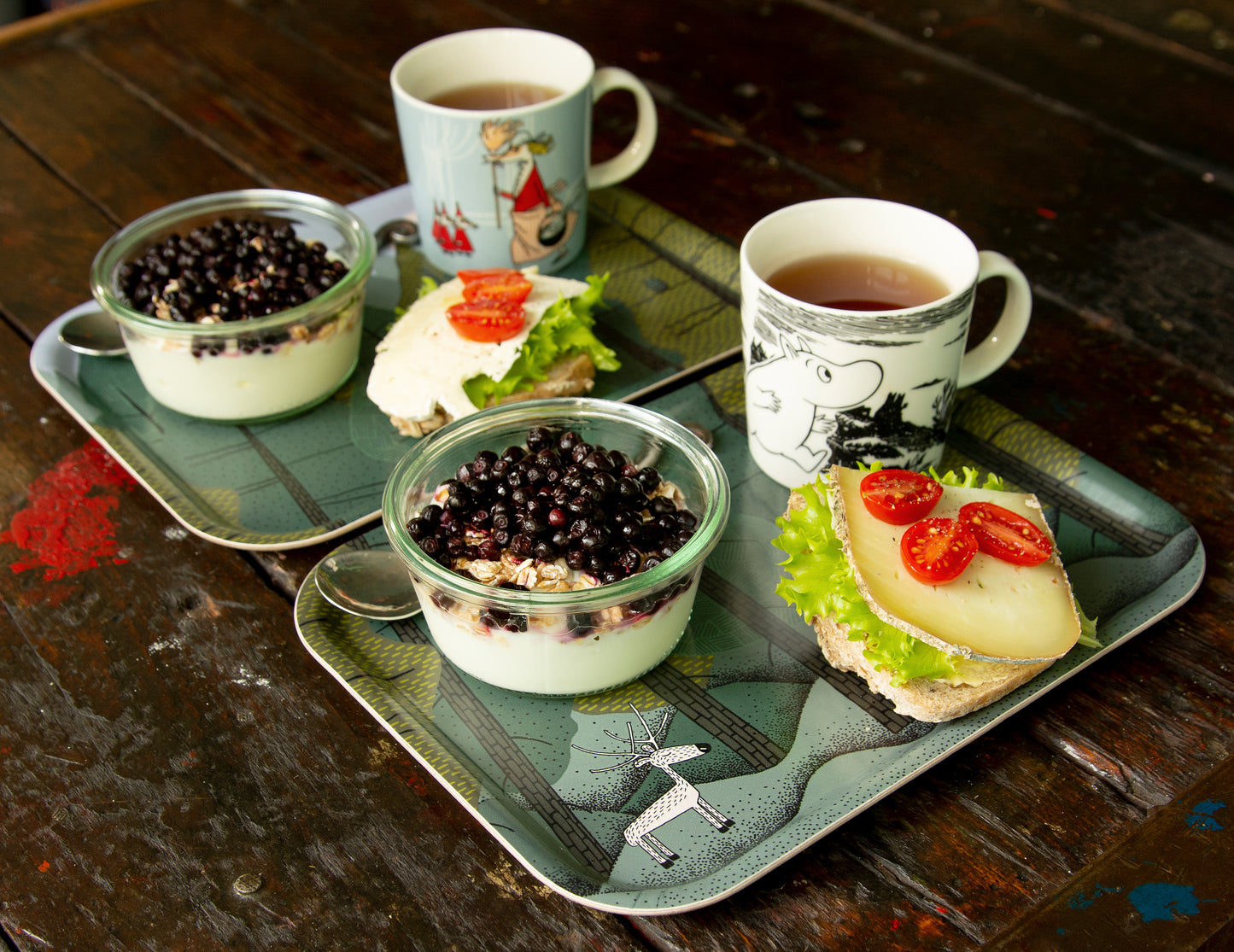 Waldboden & Baumwipfel, 2er Set kleine Tabletts 27x20cm