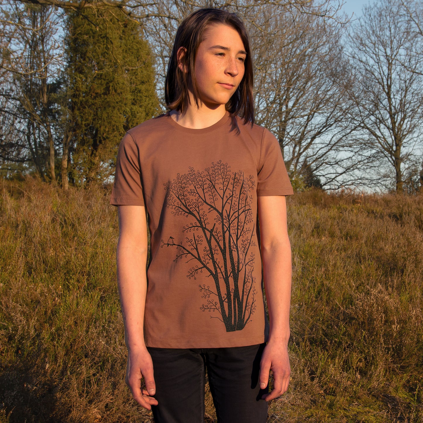 Erle mit Elster T-Shirt in caramel