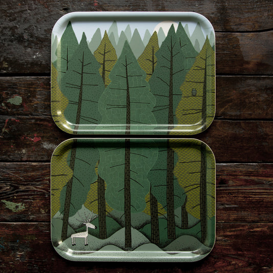 Waldboden & Baumwipfel, 2er Set kleine Tabletts 27x20cm