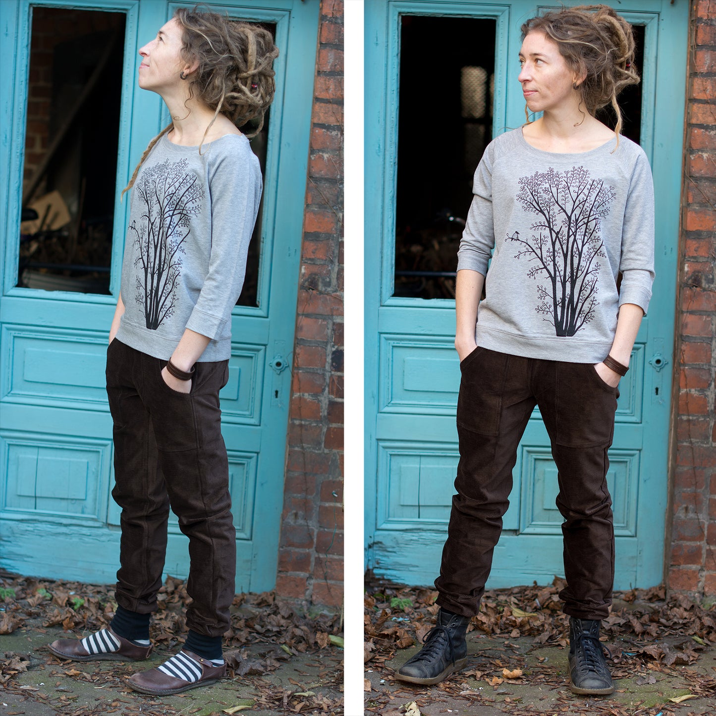 leichter Pulli Erle mit Elster heather grey S