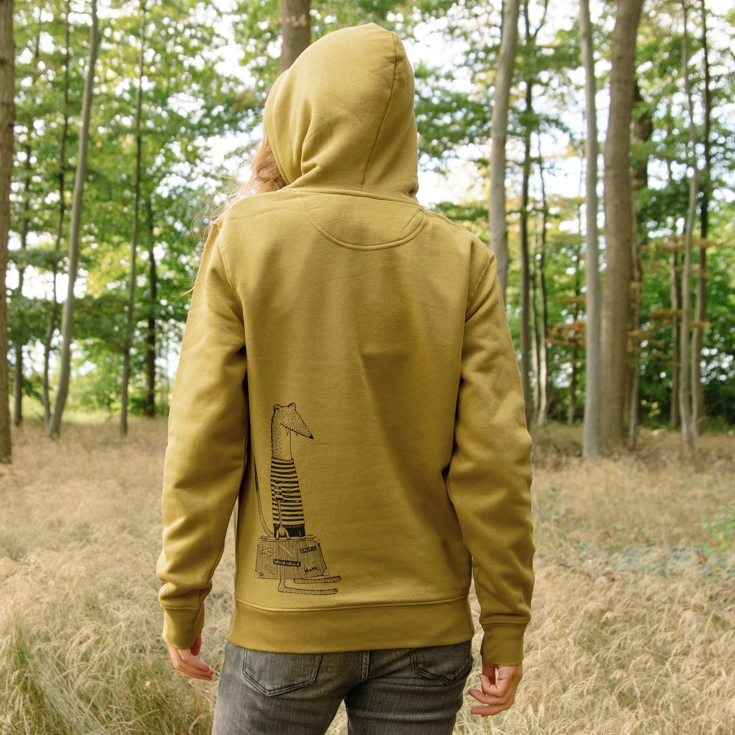 Reisewiesel Hoodie unisex in olive oil XS, S